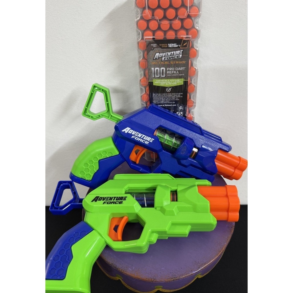 Adventure Force Tactical Strike Dart Blaster Lot of 2 + 100 NIP Dart Refill 125'